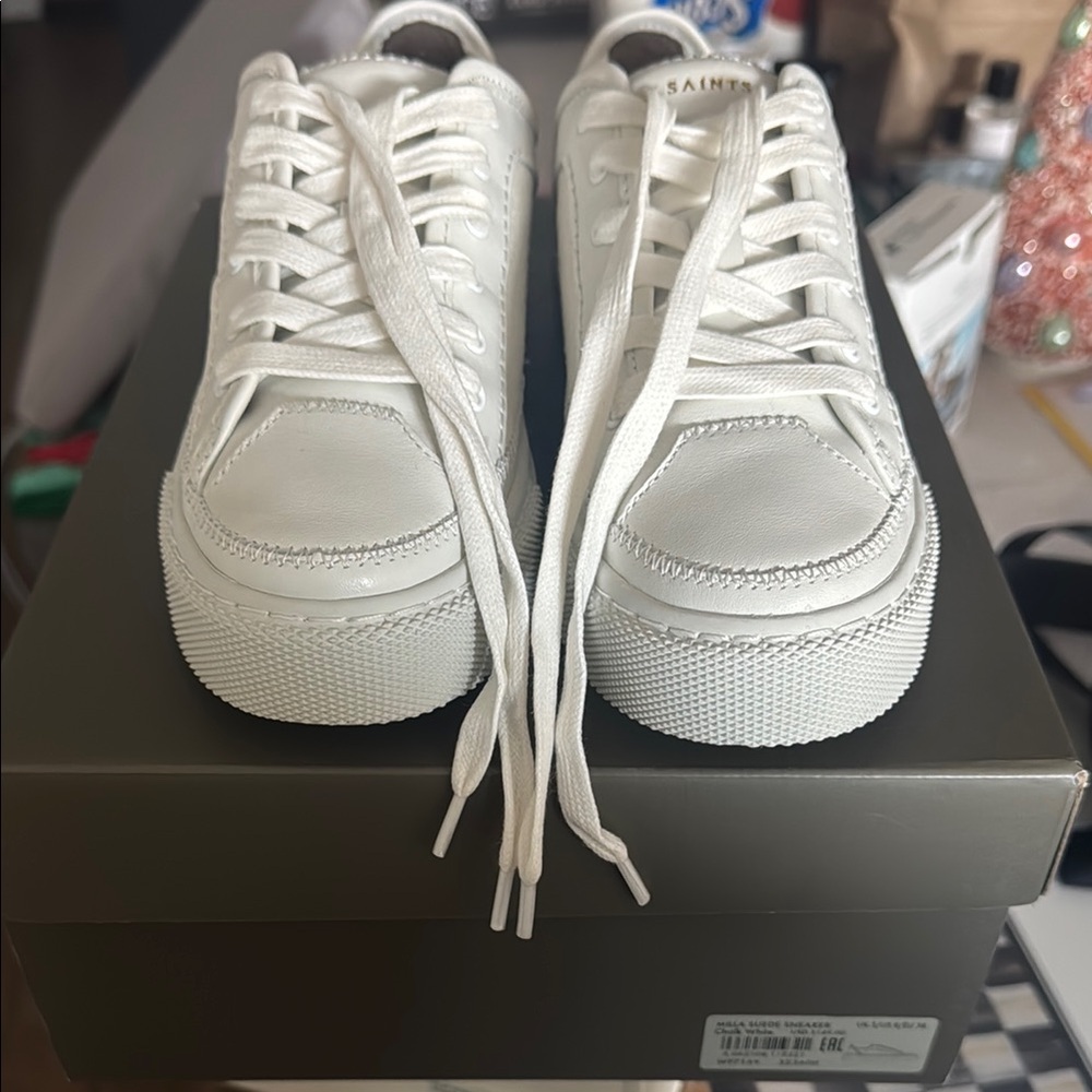 AllSaints Milla Suede White Sneakers NWT